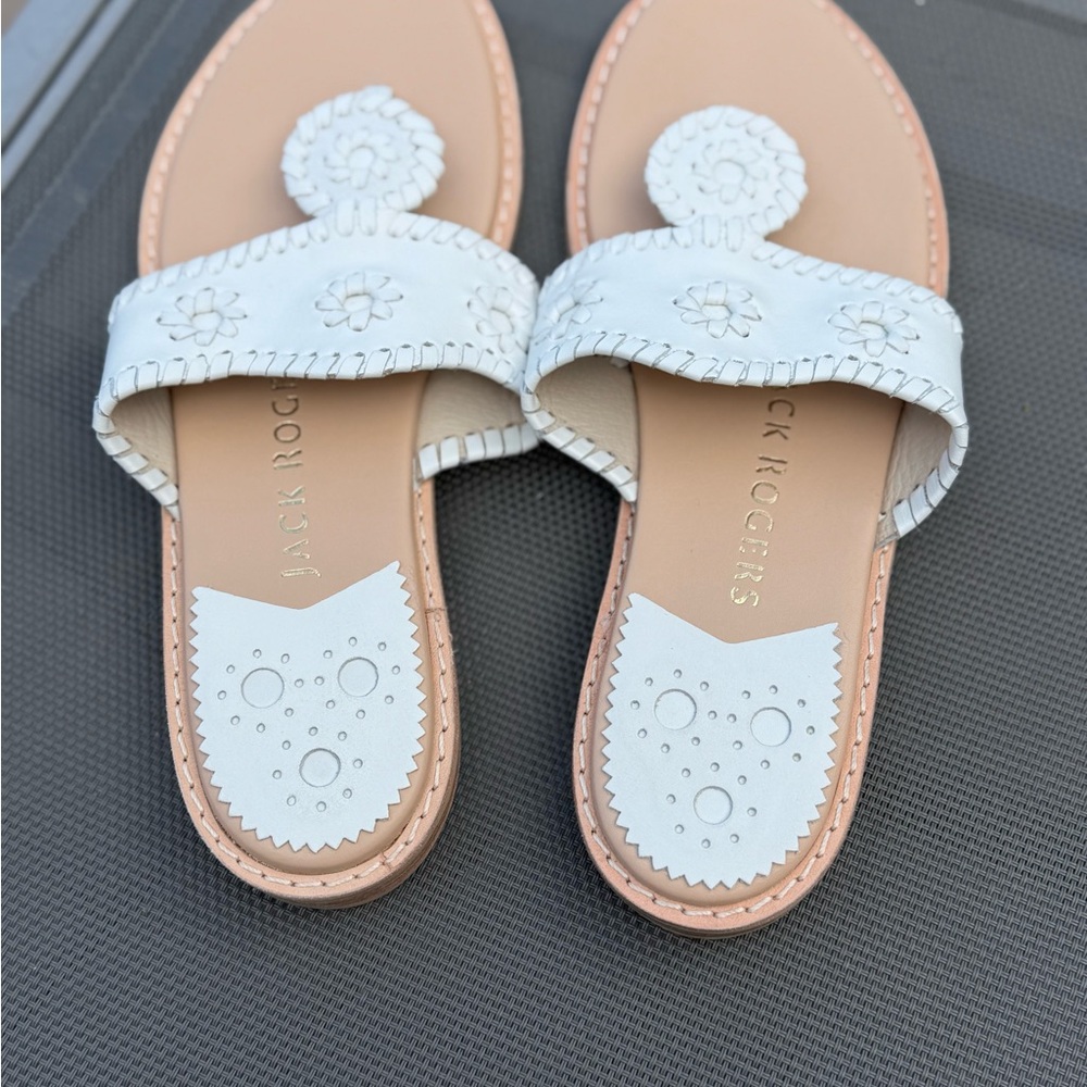 NEW Jack Rogers White Leather Sandals - size 8M